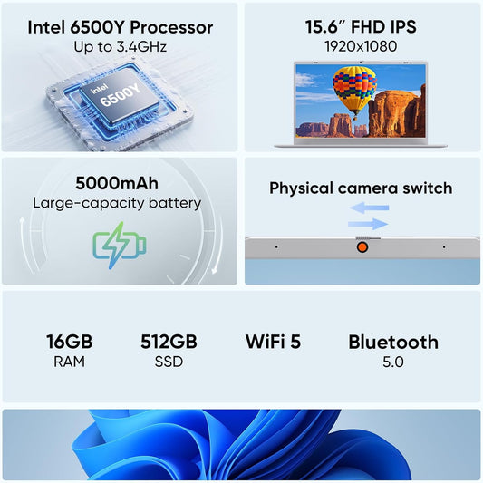 MARGOLAI Silver Laptop Computer, 16GB RAM/512GB SSD, 15.6" FHD IPS, Pentium Gold Processor(3.4GHz), WiFi 5/BT 5.0 – Ideal for Office Work, Web Browsing, Online Courses